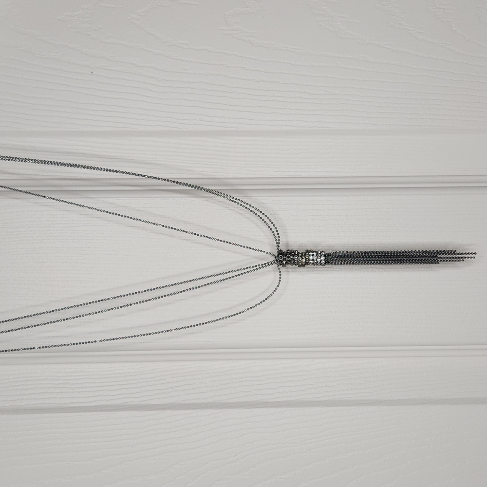 Vera Wang long silver tassel necklace